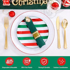 WONDERFUL 180Pcs Easy Prep Christmas Plastic Plates For Dinner Tree Design - Image 3