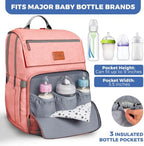PILLANI Baby Diaper Bag Backpack - Diaper Bags for Baby Girl - Baby Shower Gifts for Girls - Large Waterproof Diaper Backpack - Pink Diaper Bag & Cute Baby Bags for Girls w/Portable Changing Pad, Pink - Image 3