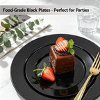 FLOWERCAT 200PCS Black Plastic Disposable Plates for Party - 10 "&7" Black Plastic Plates - Serve for 100 Guests for Summer Party & Birthday & Wedding&Halloween - Image 6