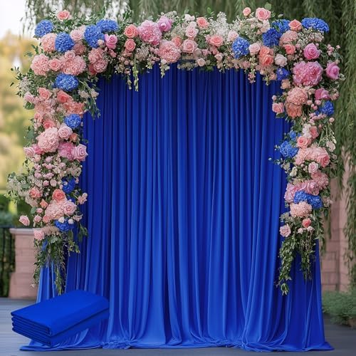 Wokceer Royal Blue Backdrop Curtain Drapes for Parties, 2Pack 10x8FT by Wokceer