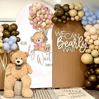 Teddy Bear Arch Backdrop 3x6.5ft We Can Bearly Wait to Meet You Arched Wall Covers Stretchy Background for Party Decorations Pink Baby Shower Decor Props NO-76 - Image 5