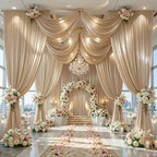 40x10ft Champagne Gold Glitter Backdrop Curtain for Parties, Wrinkle Free Satin Photo Backdrop Drapes 8 Panels Shimmer Back Drop Cloth for Wedding Birthday Baby Shower Photography Background Decor - Image 4