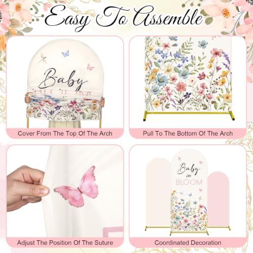 DERTE 3 Pcs Baby in Bloom Arch Backdrop Cover - Image 4