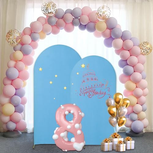 Gawicpy Wedding Arch Backdrop Stand Set Metal Arch Backdrop Stand with Wedding Arch Cover, Wedding Balloon Arch Backdrop Stand for Birthday, Baby Shower, Anniversary (Blue, 4FT+5FT+6FT) - Image 3