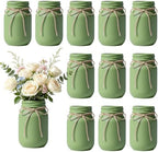 12 PCS 16oz Glass Mason Jars Flower Vases for Centerpieces, Green by ZHURUININ