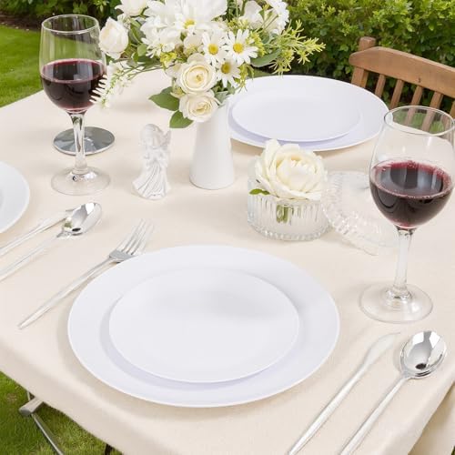 bUCLA 200PCS White Plastic Plates - Heavy Duty White Disposable Include 100 Dinner 10inch & 100 Dessert 7inch Plates, Ideal for Wedding&Party - Image 3