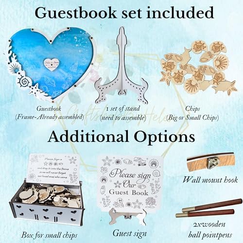 Personalized Beach Wedding Guest Book Alternative, Seashell Heart Drop Box - Image 5