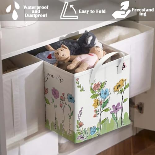 Runtoo Christian Bible Verse Floral Nursery Decor Baby Basket Religious Spiritual Inspirational Baby Shower Decorations Boys Gift Basket Toddler Toy Box Laundry Hamper Closet Storage Bins (Pack of 2) - Image 3