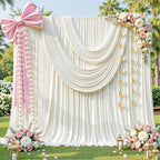 20x12ft Ivory Backdrop Curtains, Cream Drapes for Backdrop Ivory Draping Fabric for Wedding Party Bridal Baby Shower Prom Birthday Graduation 5x12FT, 4 Panels - Image 6