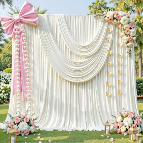 10ft x 10ft Ivory Backdrop Curtains, Ivory Cream Drapes for Backdrop Fabric - Image 6