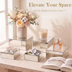 Jerify 6 Pcs Mirror Acrylic Display Risers 5.91" 5.12" 3.54", Silver Square - Image 3