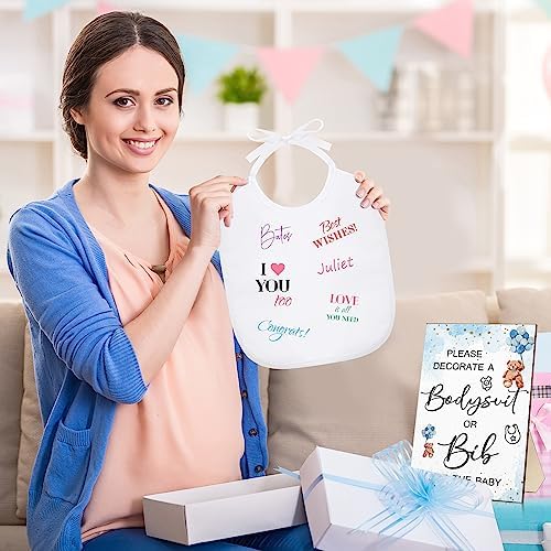 Roowest 35 Pcs Baby Shower Bibs Game with Bib Bodysuit Marker, Bear - Image 7