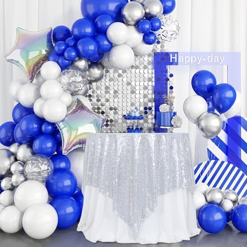 Poise3EHome Silver Sequin Tablecloth 90×90 Inch Square Sequin Fabric Table Cover Overlay for Christmas Baby Shower Birthday Party Wedding Holiday Cake Table Decoration - Image 4