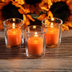 Set of 144 Richland Votive Candles Orange Unscented and 144 Clear Glass Eastland Votive Holders - Image 5