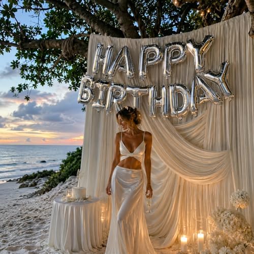 10ft x 10ft Beige Backdrop Curtains for Parties, 2 Panels 5ft x 10ft Wrinkle-Free Polyester Photo Backdrop Drapes for Wedding Birthday Baby Shower Graduation Photography Background - Image 5