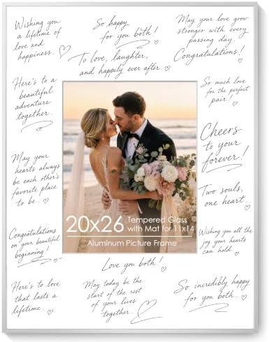 Signature Picture Frame 20x26, Aluminum Signable Frame with Glass, Silver by FLYJOE