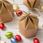 50Pack Mini Paper Gift Boxes Lantern Hexagon Kraft Paper Package Box with Twine Candy Chocolate Gift Packing Wrap for Wedding Party Christmas Brown (Pack of 2) - Image 5