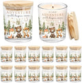 Whaline 12Pcs Adventure Baby Shower Empty Candle Jar with Wooden Lid Woodland Animal Baby Clothes Glass Candle Container for Candles Making Storing Kitchen Table Centerpiece Decoration by Whaline