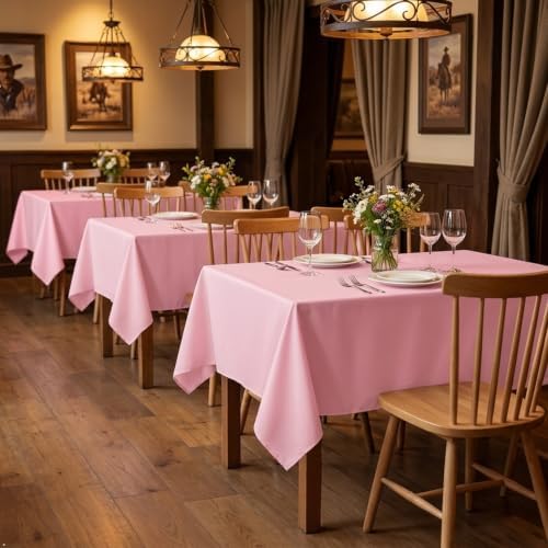 sancua 6 Pack Pink Tablecloths 60x102 Inch for 6 Feet Rectangle Tables - Image 2