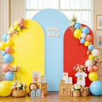 Red Yellow Blue Arch Backdrop Cover Set of 3 Wedding Arch Covers Stretchy Backdrop 4FT 5FT 6FT Decorations Baby Shower Bridal Shower Photo Birthday Party Arch Stand Cover Spandex - Image 2