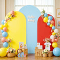 Yellow Red Blue Arch Backdrop Covers 6.6FT 7.2FT 8FT Baby Shower Wedding Photo Birthday Party Arch Covers Stretchy Backdrop Set of 3 by LittleFunny
