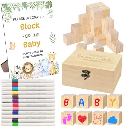 Fennoral 67 PCS Fun Baby Shower Games Sign Kit DIY Coloring Blocks by Fennoral