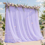 10ft×10ft Wrinkle Free Lavender Purple Backdrop Curtain Drapes, 2 Panels 5ftx10ft Sheer Tulle Chiffon Backdrop Panels Curtains for Wedding Baby Shower Birthday Party Stage Photo Home Decorations by Unknown