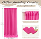10ft x 10ft Hot Pink Backdrop Curtains, Wrinkle-Free Sheer Chiffon Fabric Photo Backdrop Drapes for Wedding Arch Party Ceremony Stage Photography Decorations - Image 6