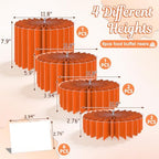 6Pcs Buffet Risers, Food Risers for Table, Foldable Cake Display Stands, Tall Cardboard Cupcakes Stand for Show Catering Desserts Jewelry Wedding Birthday Party Decoration (Orange) - Image 2