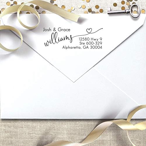 Personalized Address Stamp - Custom Self Inking Stamper - Black Ink, Wedding Rubber Stamp, pre-Inked with Black Ink, PSI - Image 2