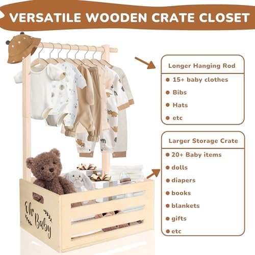 Wooden Baby Storage Crate Closet with Handles, Nursery Decor - Image 4