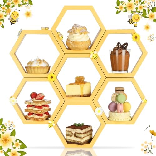 Lallisa 8 Pcs 6.3'' Honeycomb Cupcake Stand Bee Baby Shower - Image 2