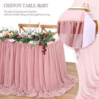 6ft Dusty Rose Table Skirt Sheer Tablecloth for Baby Girl Birthday Princess Party Wedding Table Decor - Image 2
