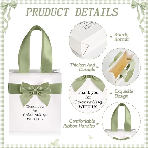 party greeting 50Pcs Wedding Gift Bags for Bridal Shower Bulk with Bow - Image 3