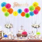 Janinka 60 Pcs Paper Pom Poms and Fans, Bright Colors Party Decorations - Image 3