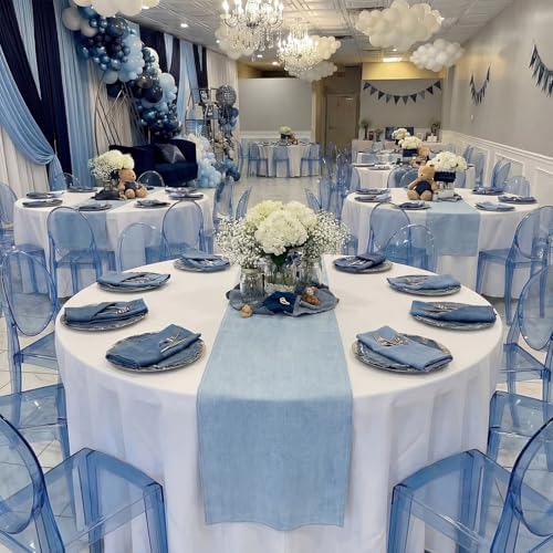 6 Pcs 72 x 13'' Blue Jean Baby Shower Table Runner Decorations - Image 6