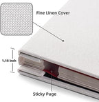 HoneyTolly Large Photo Album Self Adhesive, DIY Scrapbook Album for 3x5 4x6 8x10 Pictures, 60 Pages Linen Cover Memory Book, Ideal Gift for Family Wedding Baby Christmas Anniversary(White) - Image 3