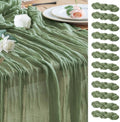 Wokceer Cheesecloth Table Runner Sage Green 10FT Boho Gauze, 12 Pack by Wokceer