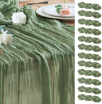 Wokceer Cheesecloth Table Runner Sage Green 10FT Boho Gauze, 12 Pack by Wokceer