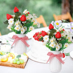 Mimorou 5 Set Strawberry Mason Jar Table Centerpiece DIY Artificial Strawberry Daisy Plants with Faux Leaves Home Centerpieces for Baby Shower Decor Home Summer Farmhouse Wedding Kitchen - Image 6