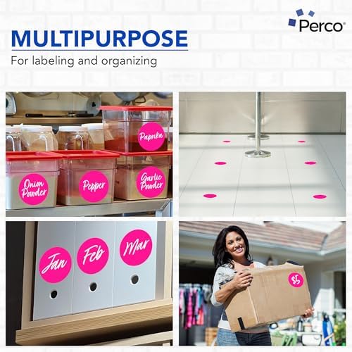 Perco Neon Pink Perforated Round Circle Dot Sticker 4-Inch Labels — 3 Rolls, 1,200 Stickers - Promo, Event & Gift Display Labels, High Visibility Signage - Made in USA - Image 3