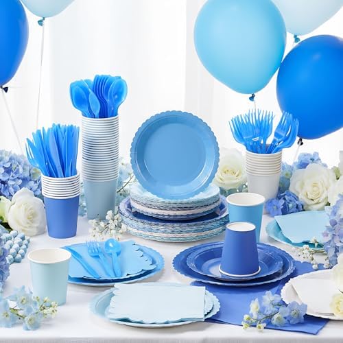 Zhehao 350 Pcs Blue Paper Plates and Napkins Party Supplies - Image 2
