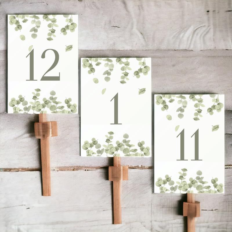 Eucalyptus Art Design Table Number Cards Double Sided Party Table Numbers for Reception Baby Shower Anniversary Birthday Bridal Party 5x7 100 Pcs - Image 3