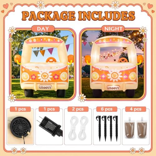 Soulchen 6FT Inflatable Hippie Bus Photo Booth Groovy 60s 70s Decoration - Image 3