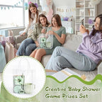 42Pcs Baby Shower Prizes for Game Winners, Baby Shower Guests Favor Set with Scrunchies Ceramic Mug Hair Claw Mirror Pen A6 Notebook Gift Bag for Wedding Bridal Showers Favor(Green) - Image 6