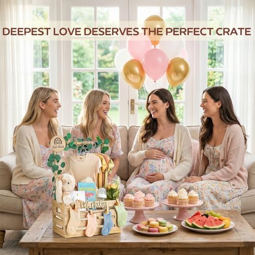 Wooden Baby Shower Crate Closet - Personalized Baby Gift Baskets with Hangers, Large Newborn Boys Girls Clothes Storage Box for Newborn New Parent - Image 4