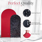 SaitiMade Set of 2 Red and Black Sequin Arch Backdrop Cover (7.2 & 6 FT) - Image 3