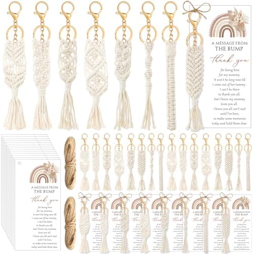 Ecation Boho Baby Shower Favors for Guest Macrame Keychain Bulk by Ecation