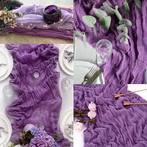 12 Pack Purple Cheesecloth Table Runner 10FT Boho Fabric Rustic Cheese Cloth Table Runner for Wedding Bridal Shower Baby Shower Gauze Sheer Birthday Party Table Decorations 20 x 120 Inch Long - Image 6