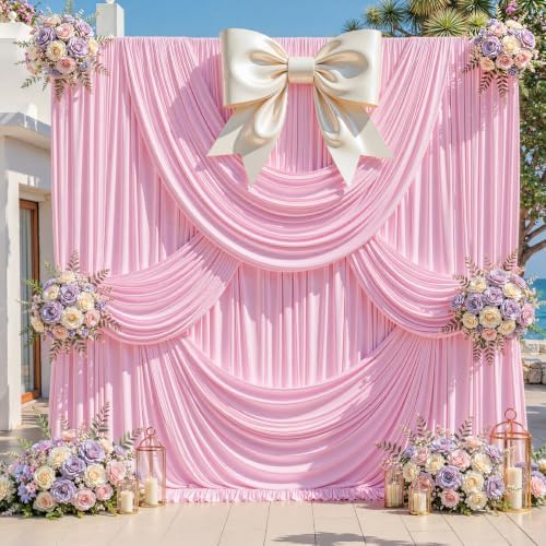 10ft x 10ft Pink Backdrop Curtains, Baby Pink Drapes for Backdrop Fabric - Image 7
